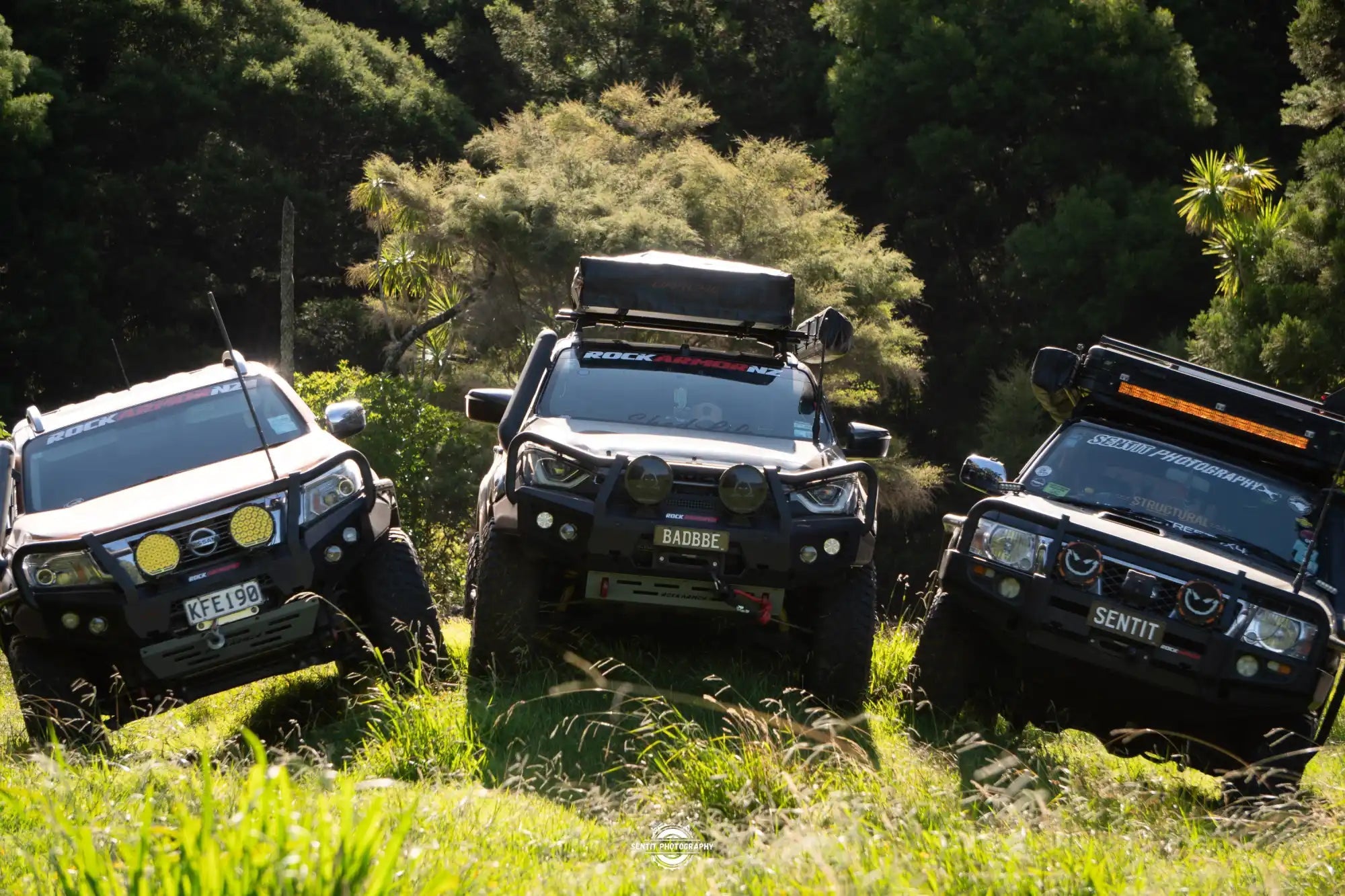 Three off-road vehicles.
