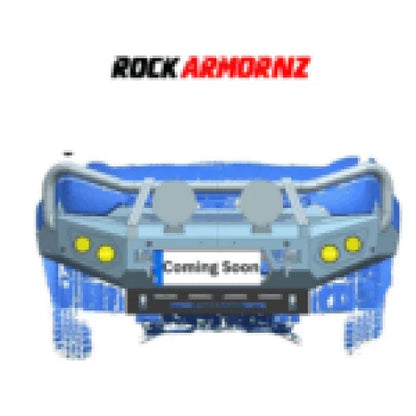 Rockarmor gt steel bullbar recovery points on a black hoopless steel bumper for nissan navara np300 2020+