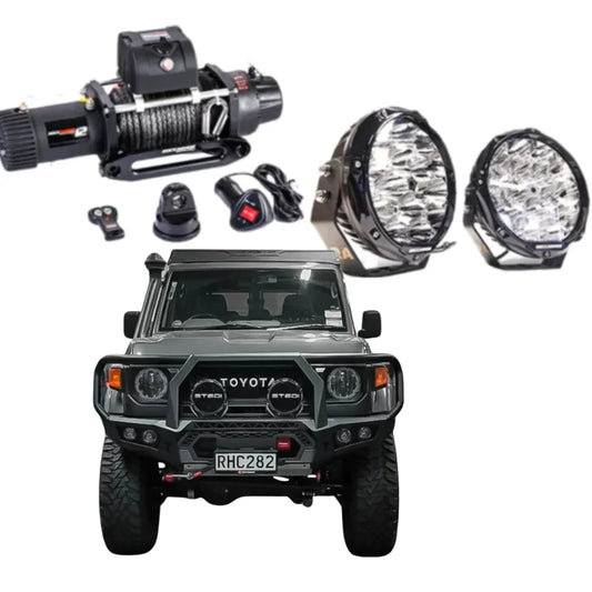 Rockarmor Gt Hoop Steel Bullbar Combo - Toyota Landcruiser 76 78 79 2023+ (Full Bar Replacement)