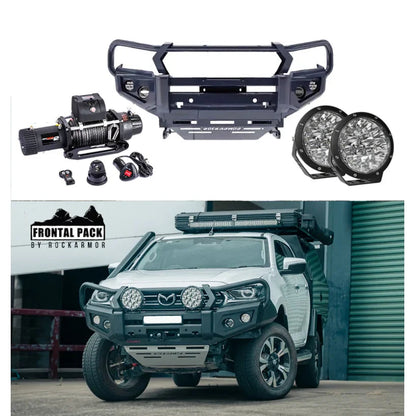 Off-road vehicle frontal pack featuring steel hoop bullbar for Mazda Bt50 2020+